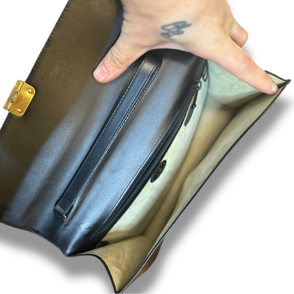 Dunhill Vintage Black Leather Document Clutch with Gold Lock - Picture 7 of 11